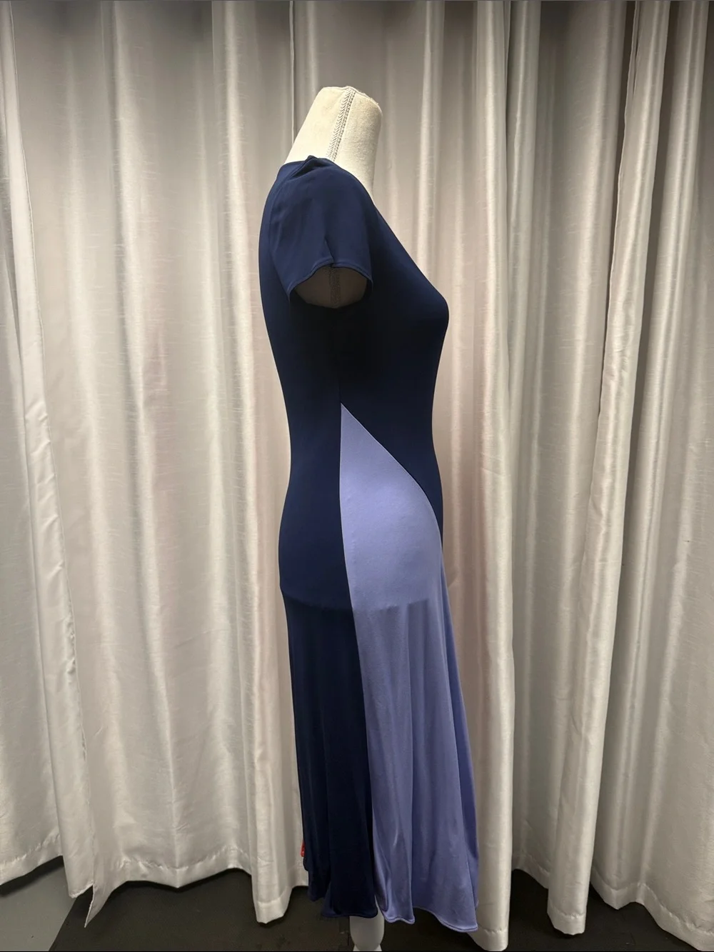 Tory Burch Navy, Red & Lavender Colorblock V-Neck Midi Dress